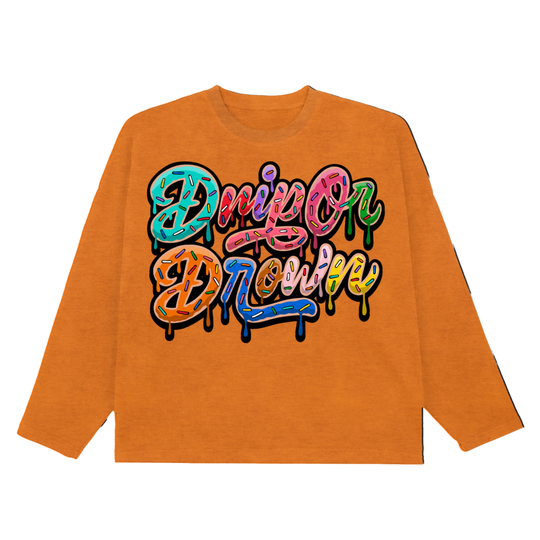Orange Drip Or Drown Crewneck - Drip Or Drown Apparel