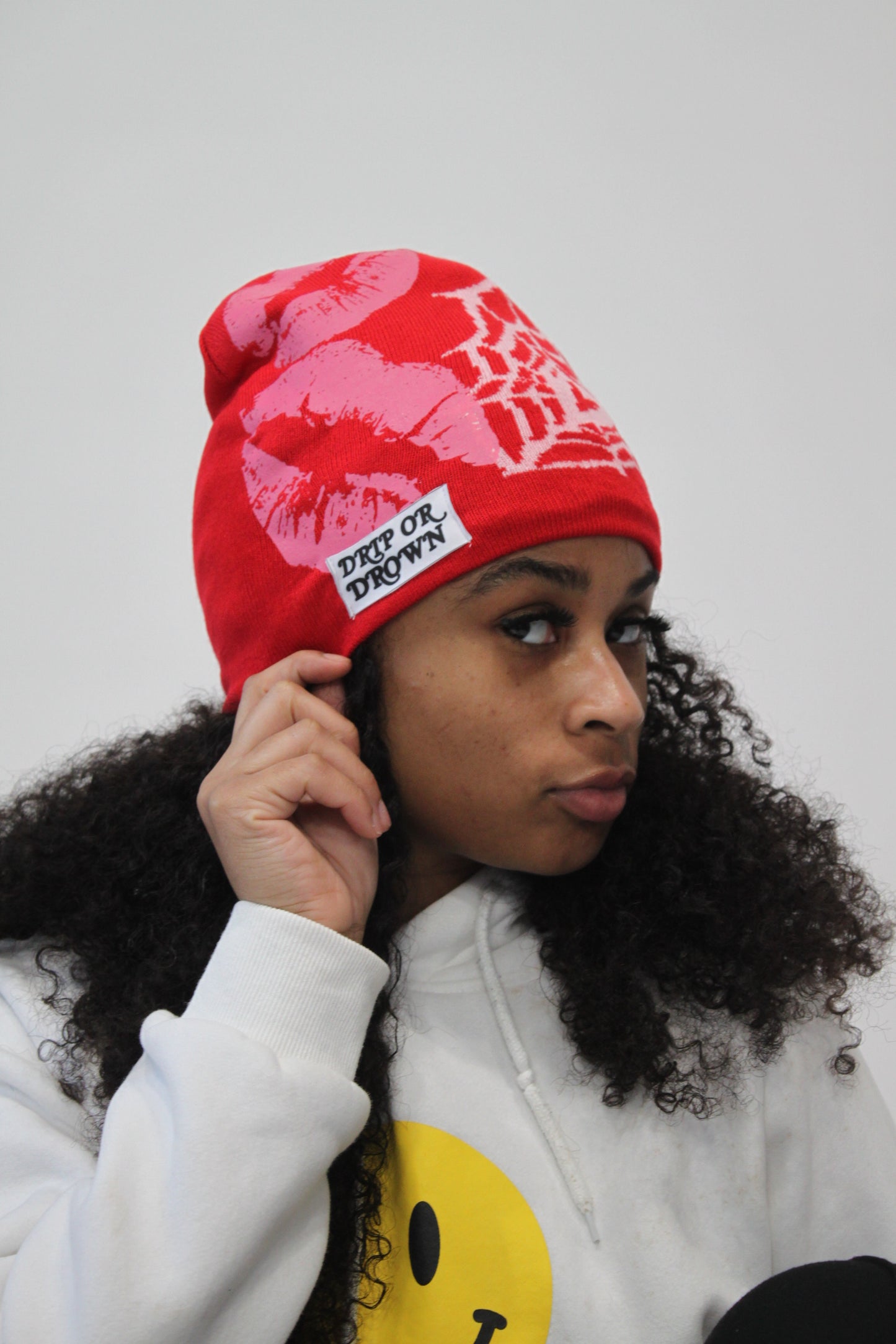 Drip Or Drown Satin Beanie ' Red n Pink' - Drip Or Drown Apparel