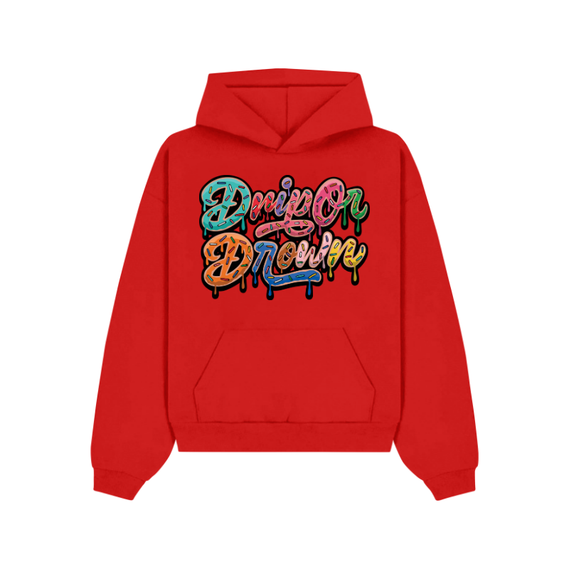 Red Drip Or Drown Hoodie - Drip Or Drown Apparel