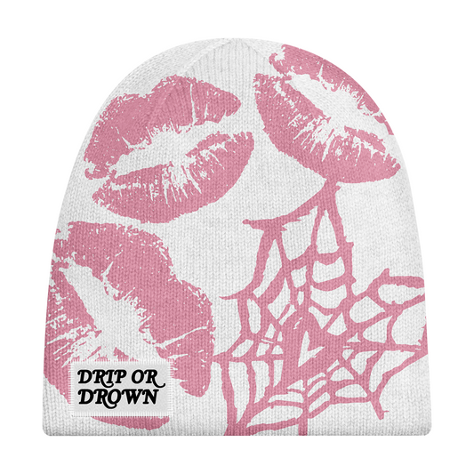 Drip Or Drown Satin beanie 'White n pink' - Drip Or Drown Apparel