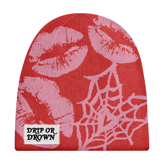 Drip Or Drown Satin Beanie ' Red n Pink' - Drip Or Drown Apparel